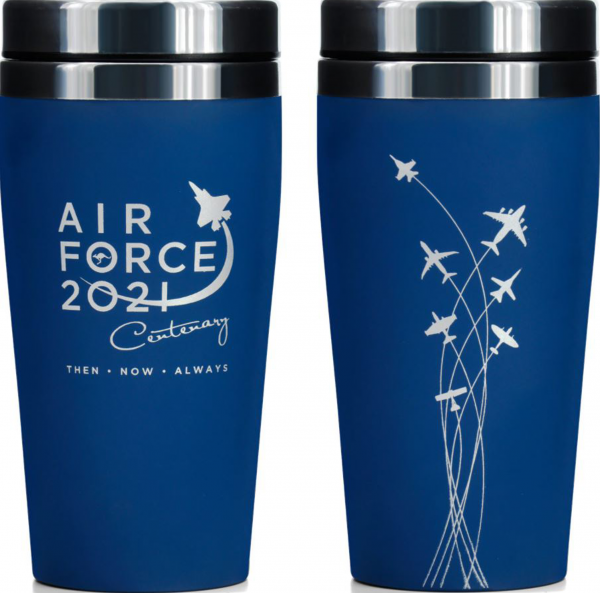 Bringing 100 years of the Air Force together in an easy to transport and highly functional travel mug. Perfect for that much needed shot of caffeine in the morning. Soft touch feel to make handling feel like an F-35.